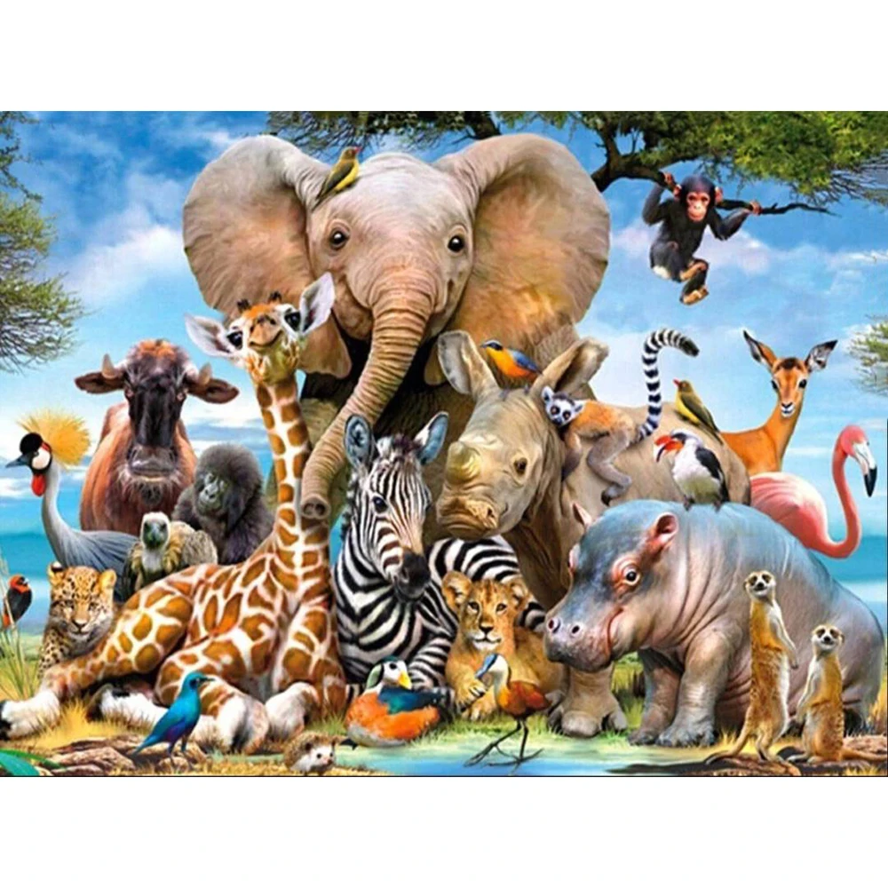 

Diamond Painting Square Animal Home Decoration Mosaic Elephant Embroidery Giraffe Diamond Art Full Drill