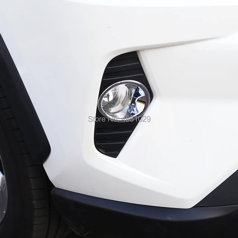 A Little Change  Car Front Fog Lamp Frame Modified Head Fog Lights Cover Ring Stickers for TOYOTA RAV4 2019 2020