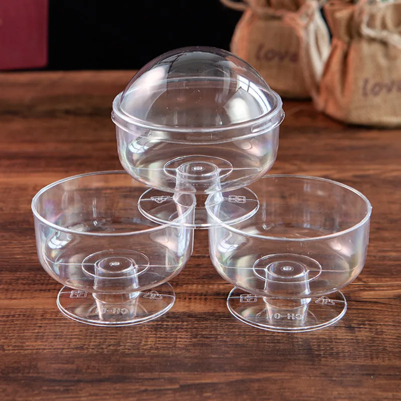 

50pcs High quality thick plastic dessert cups wedding birthday party favors cake pudding yogurt jelly wine clear cups with lids