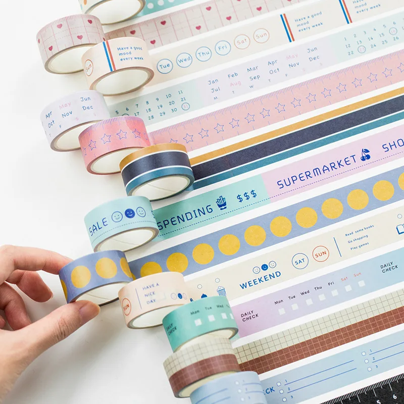 3pcs Daily Basis Weekly Plan Washi Tape Decoration Masking Adhesive Tapes DIY Scrapbooking Journal Japanese Stationery