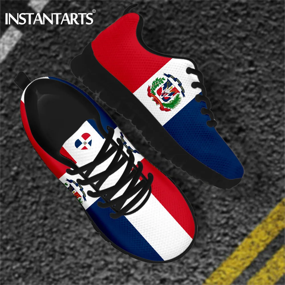 INSTANTARTS Dominican Republic Flag Designer Shoes Casual Lightweight Men Flat Sneakers Breathable Male Lace Up Walking Footwear