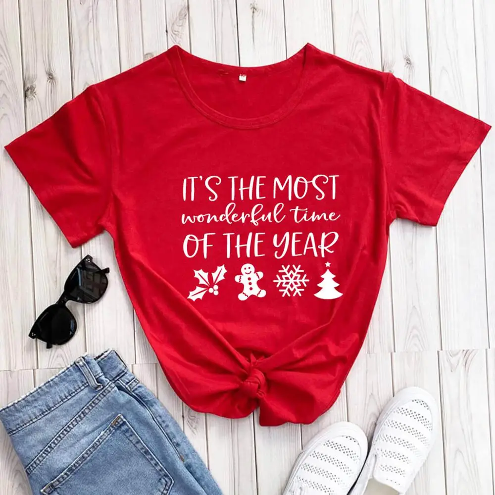 New Arrival Wonderful Time of The Year Funny Christmas Shirt Merry Christmas Gift Tees Christmas Holiday Shirt 100%Cotton Shirts