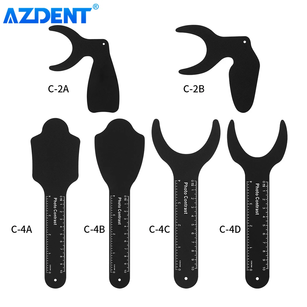 Set 6PCS Dental Photo Contraster AZDENT Orthodontic Black Background Image Contrast Board Oral Macro Shot Tool Scale Mark Auto