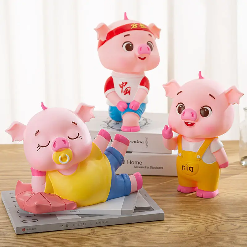 Cute Piggy Bank Funny Cartoon Pig Coin Bank Vinyl Drop-proof Coin Storage Box Home Decor Kids Toy Birthday Gifts To Friends