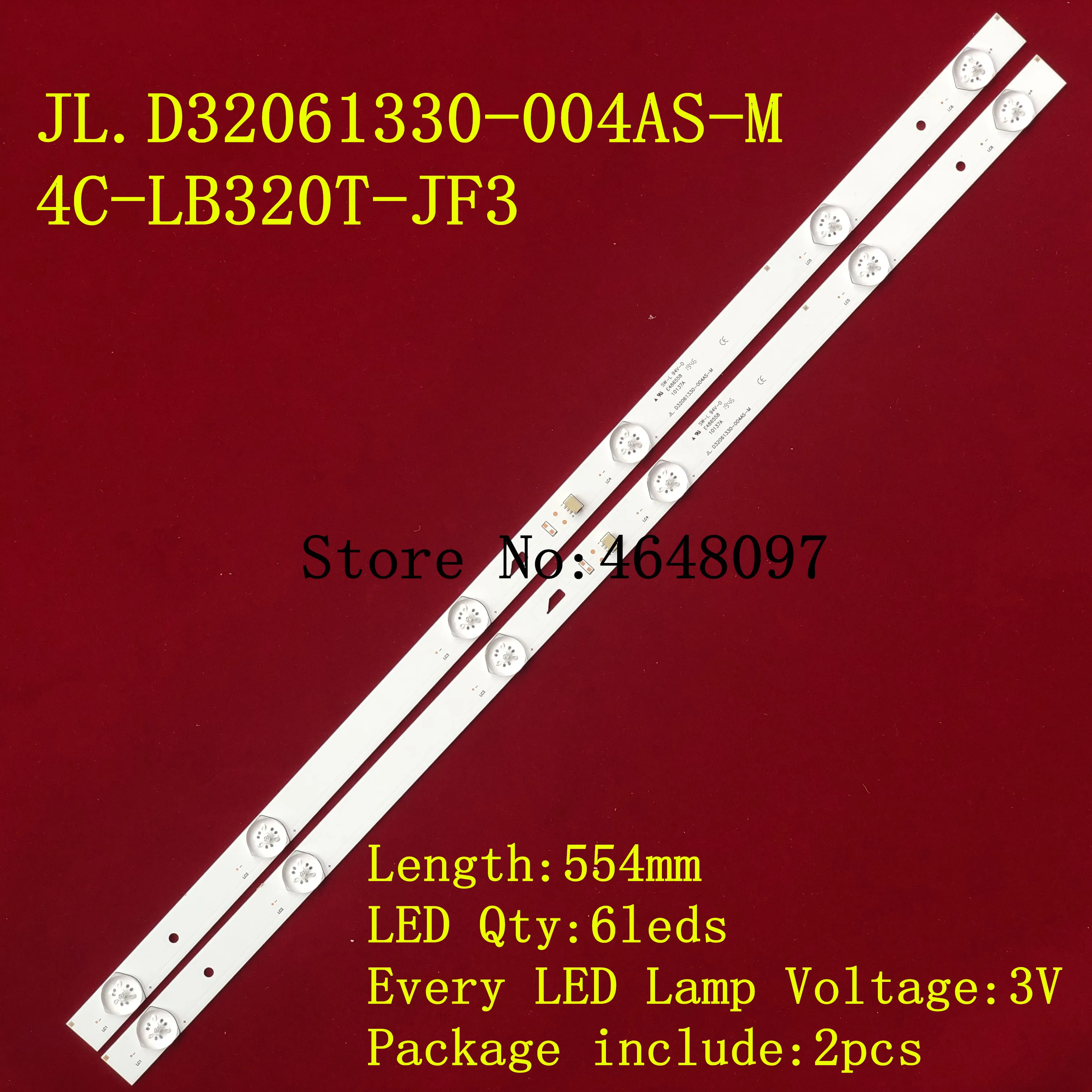 1set =2 pieces W32Sled backlight for JL.D32061330-004AS-M 4C-LB320T-JF3 Screen LVW320CSDX E13 V57 LVW320CSDX