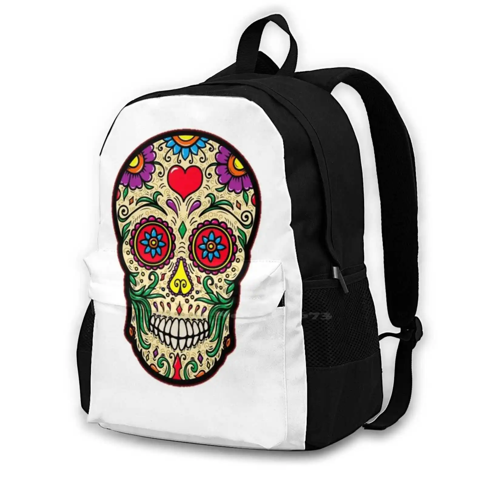 

Mexican Sugar Skull Pattern Design Laptop Travel School Bags Skull Svg Harlock Skull Skeleton Death Scary Spooky Witch Ghost