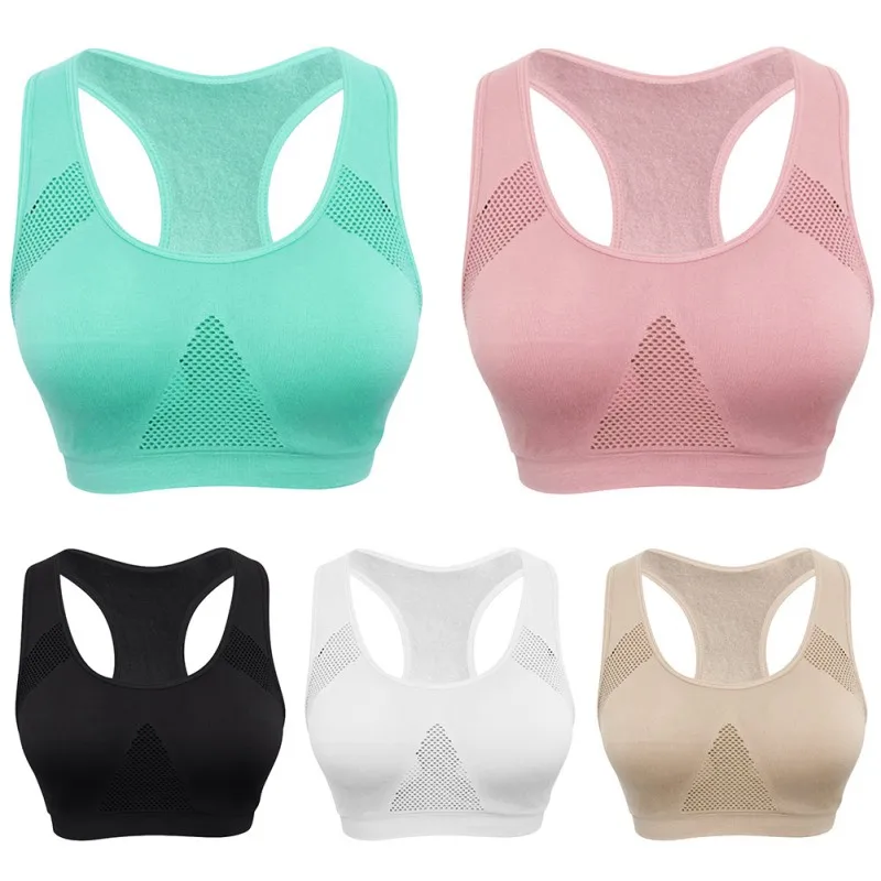 2XL Breathable Women Active Bra Professional Absorb Sweat Top Sports Bra Mesh Bras Push Up Padded Running Gym Fitness Tops