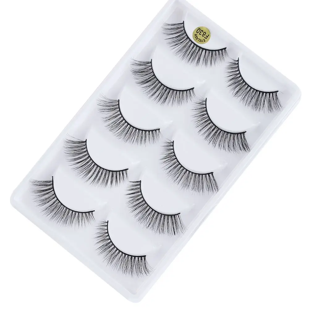 SKONHED  5 Pairs 3D Mink Hair False Eyelashes Thick Crisscross Eye Lashes Wispy Natural Volume Extension Tools Makeup