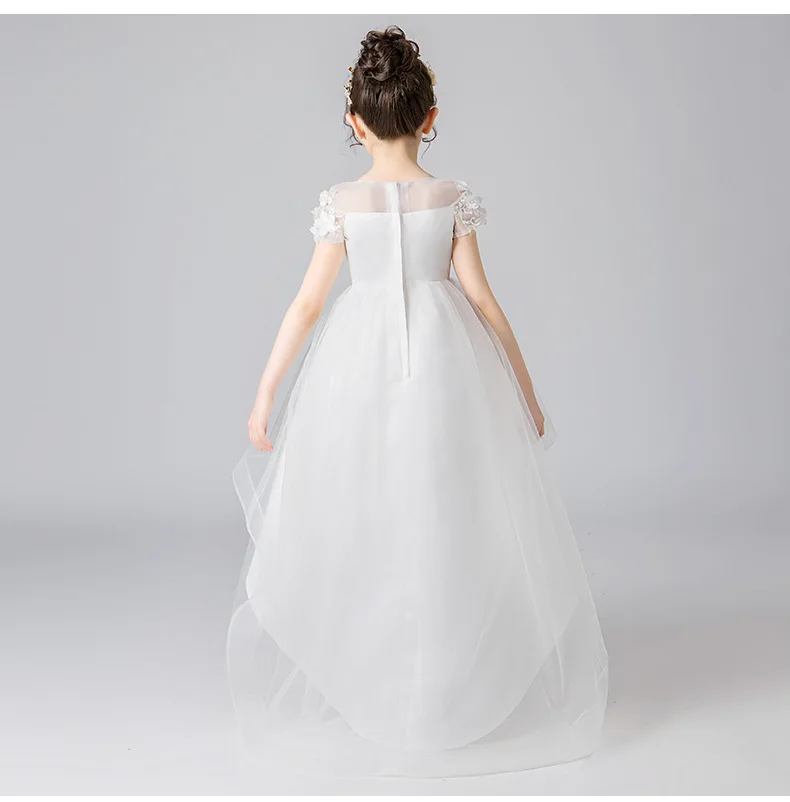 Elegant Girl Dress for Wedding Applique Tulle Girls Formal Junior Bridesmaid Clothes Princess Pageant Flower Girl Communion Gown