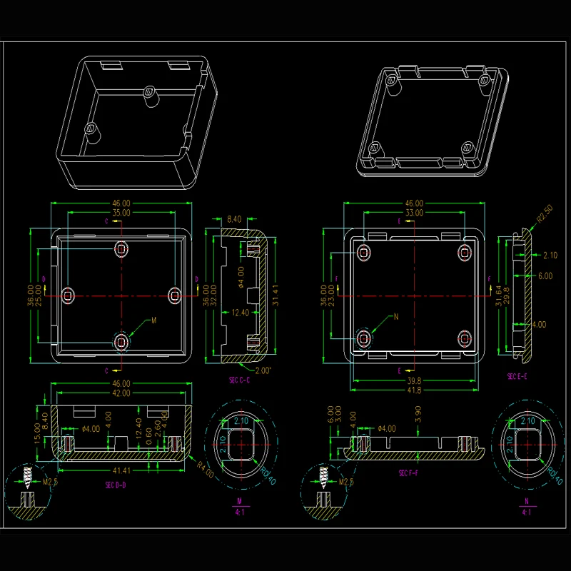 Plastic box electronic project electric shocker enclosure ABS small junction box switch box housing DIY project case 46*36*18mm