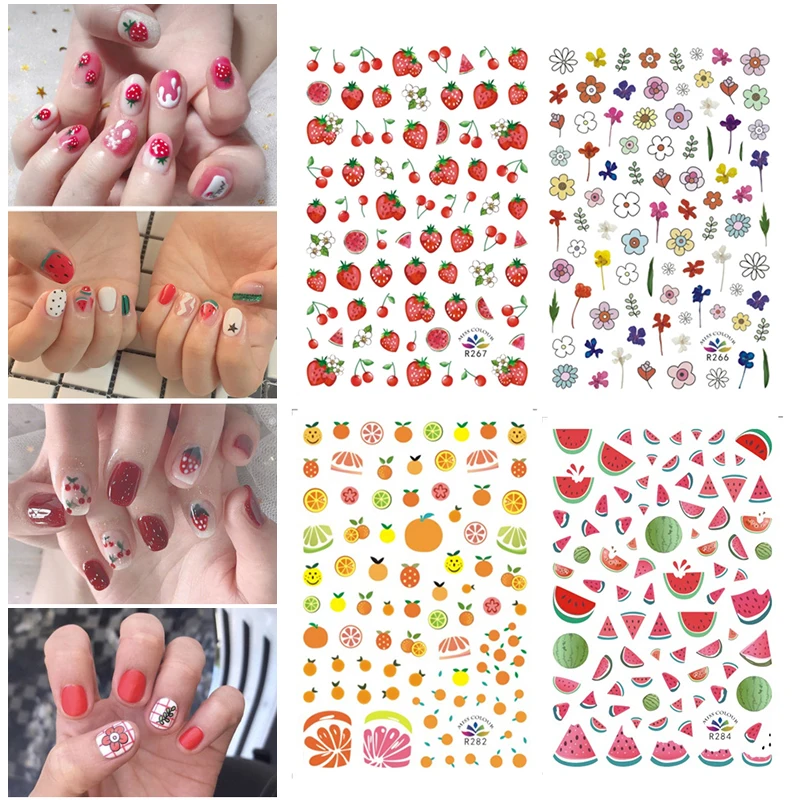 Acuarela de larga duración, fácil aplicación, moda Popular, femenina, calcomanías florales para decoración de uñas, versátil