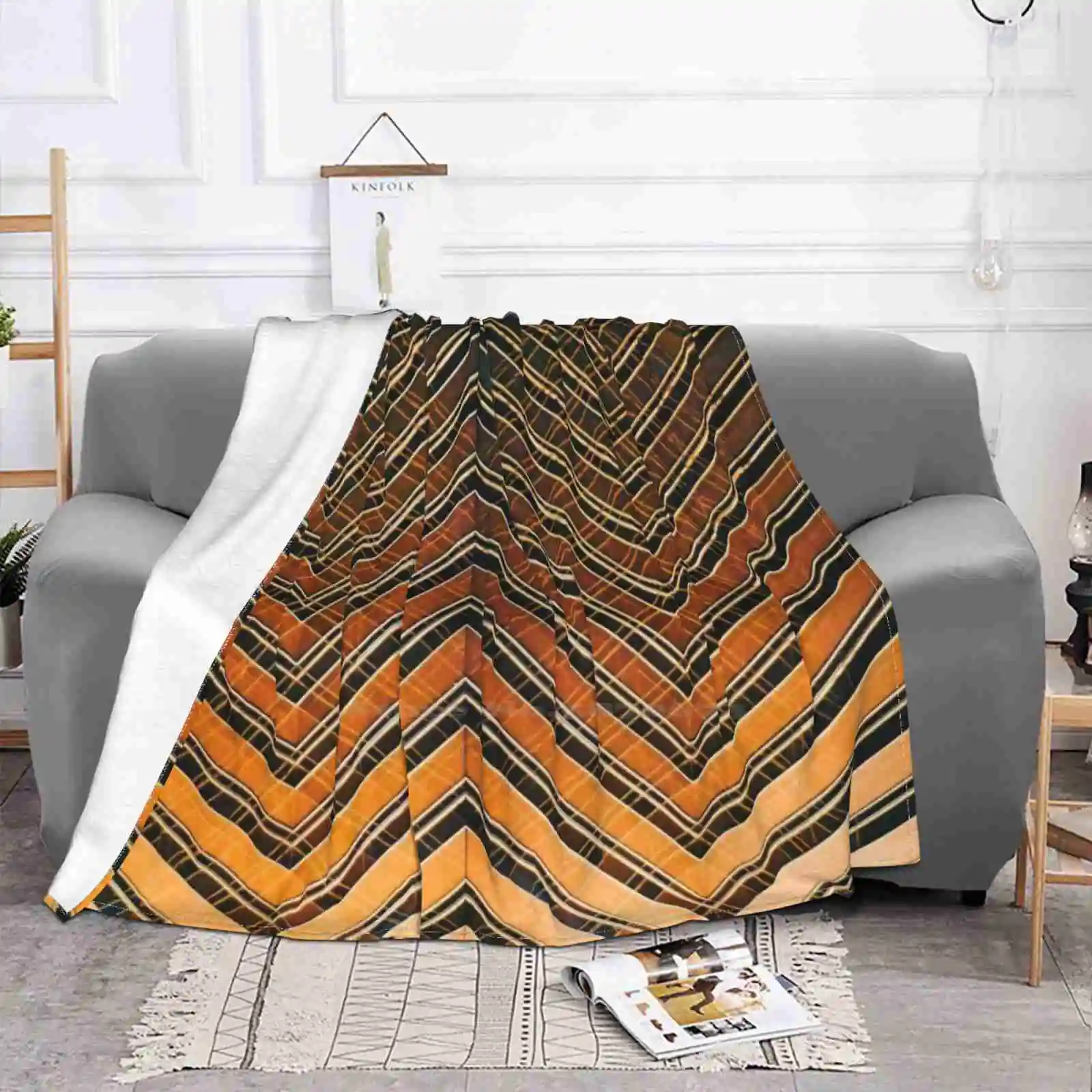 Black And Gold For Home Sofa Bed Camping Car Plane Travel Portable Blanket Gold Luxury Night Lines Technology Windows Dynamic