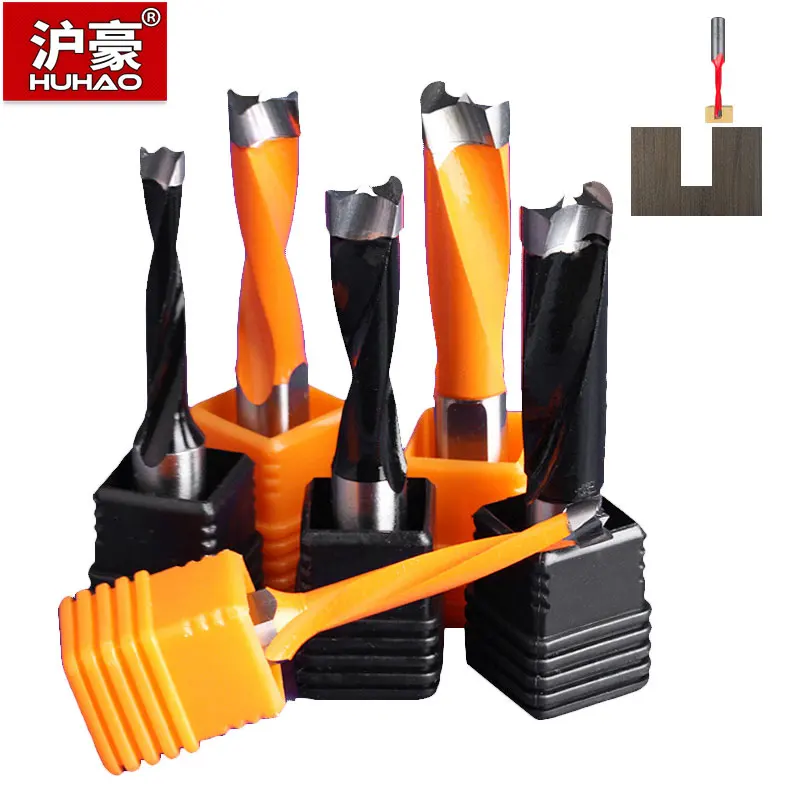 HUHAO Wood Crown Router Bit 1pc Left/Right Rotation Row Drill Bits  Shank 10mm 2 Flute Carbide Cutter Woodworking Drill
