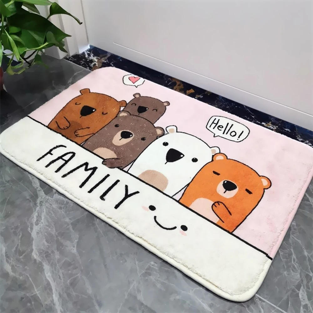 

Bedroom Bathroom Mat Cartoon Animal Door Mat Entrance Long Plush Warm Carpet Water absorption Non-slip Cute Animal Mat Rug