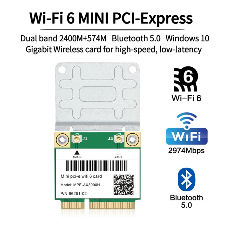 2974 mb/s wifi 6 banda dupla sem fio meia mini rede pci-e wlan wifi cartão BT5.0 802.11ax/ac 2.4ghz/5ghz adaptador MU-MIMO