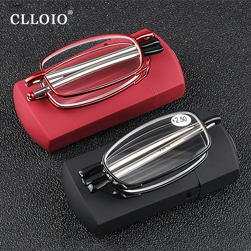 

CLLOIO Portable Folding Reading Glasses With Case Men Women Anti Blue Light Telescopic Presbyopia Eyeglasses Elderly Glasses