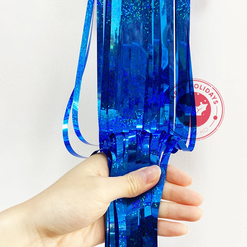 

Blue Red 1m×2m Laser Rain Curtain Birthday Party Wedding Stage Background Wall Decoration Colorful Aluminum Foil Tassel Supplies