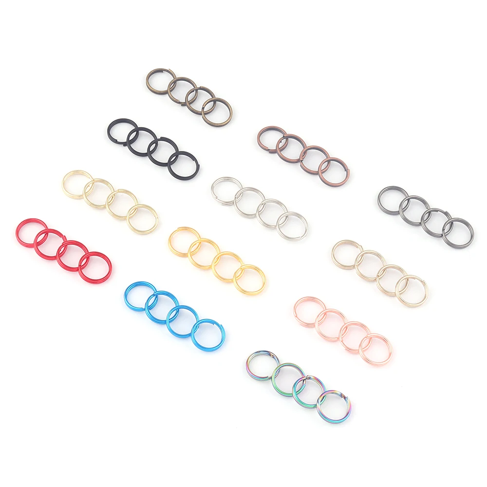 10mm Rainbow Metal Mini Round Split Key Ring Key Chain Holder Jewelry Charm Loop Purse Jump Rings Clasp Bag Supplies Pendant DIY