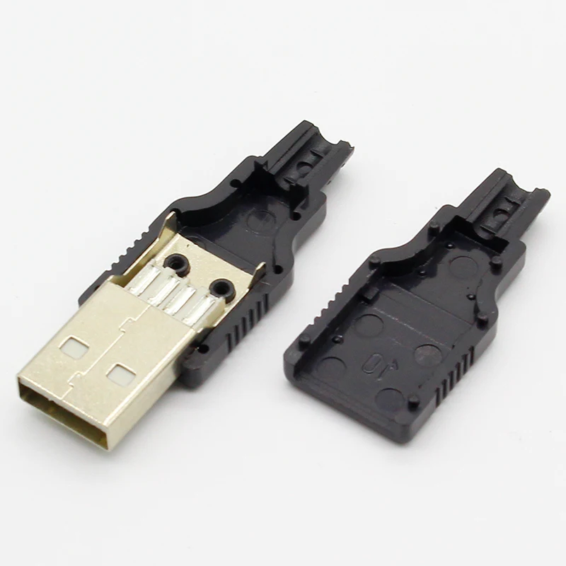 IMC-conector de enchufe USB tipo A macho de 4 pines con cubierta de plástico negro, 10 unidades, novedad