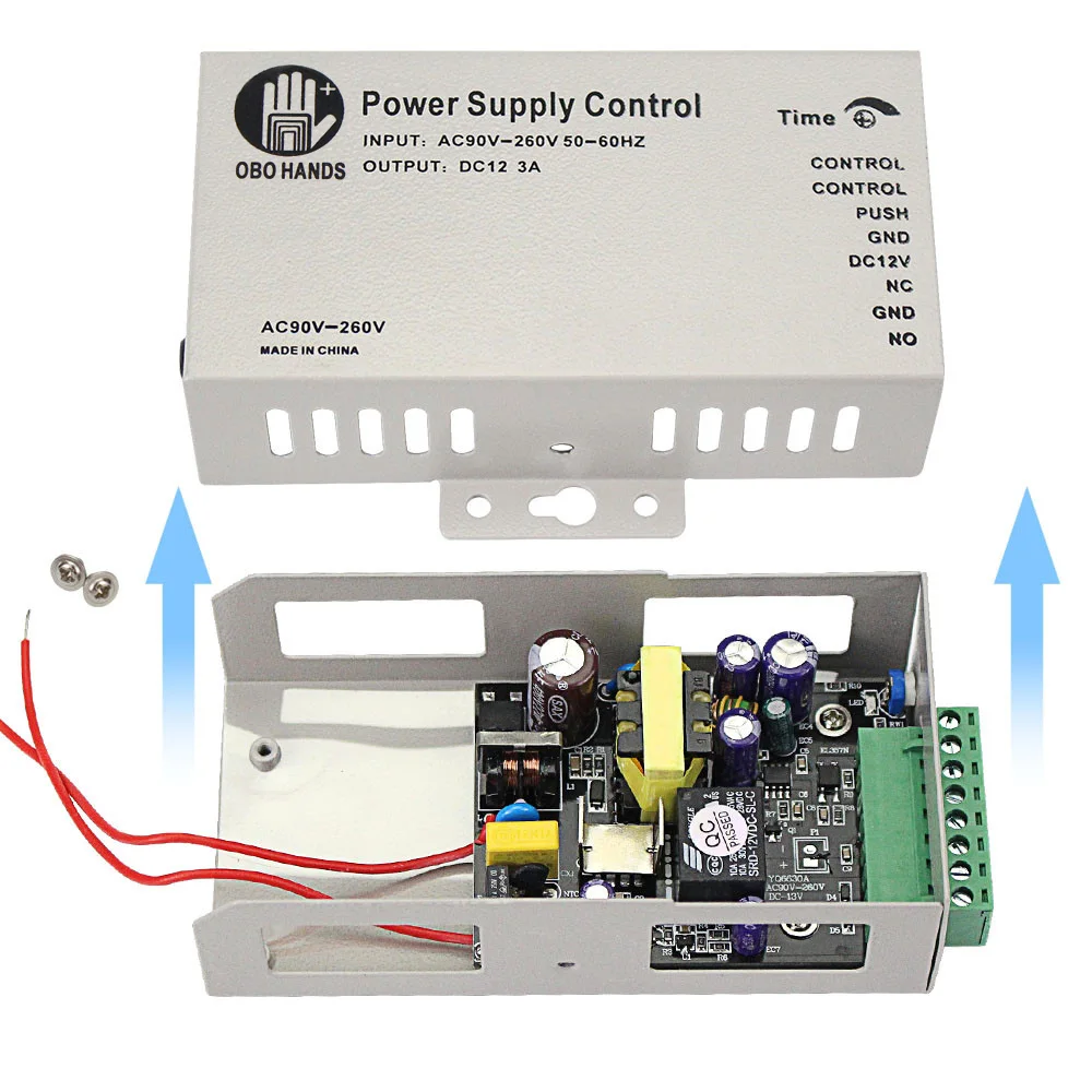 12v 2a 전원 공급 장치 스위치 컨트롤러 AC90V-260V 모든 전기 도어 잠금 시간 지연 블랙 K80 액세스 제어 시스템