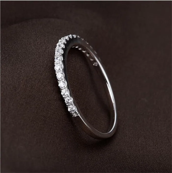 Hot Sale Genuine 925 Sterling silver Diamond Stone Ring Fine Jewelry Simple Round Thin Rings for Women Element Ring gift