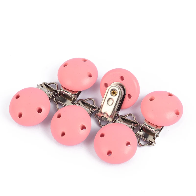 10Pcs Round Wood Pacifier Clip Baby Teething Dummy Clip Accessories for DIY Pacifier Chain Tool Wholesale