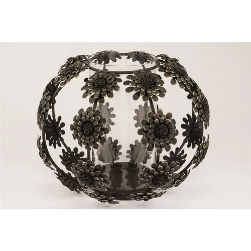 Mikasa Moor Black Cylinder Glazed Flower Candle Holder H32 L27 cm