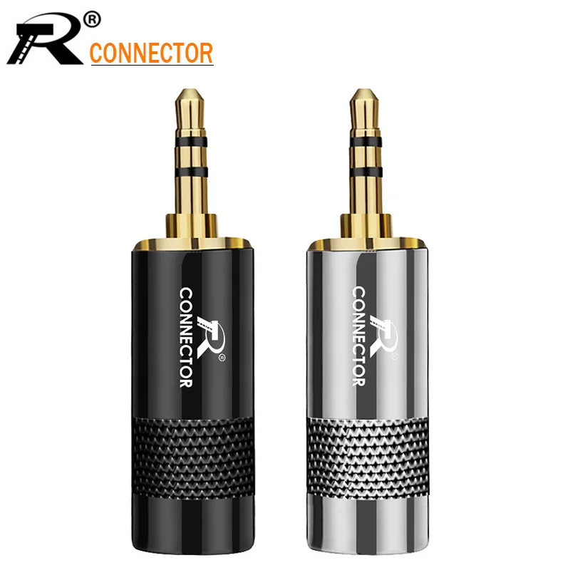 10pcs 1/8 3.5mm Jack 3 Poles Audio Adapter Gold Headphone Plug for Cable Size Up to 8mm Wire Connector