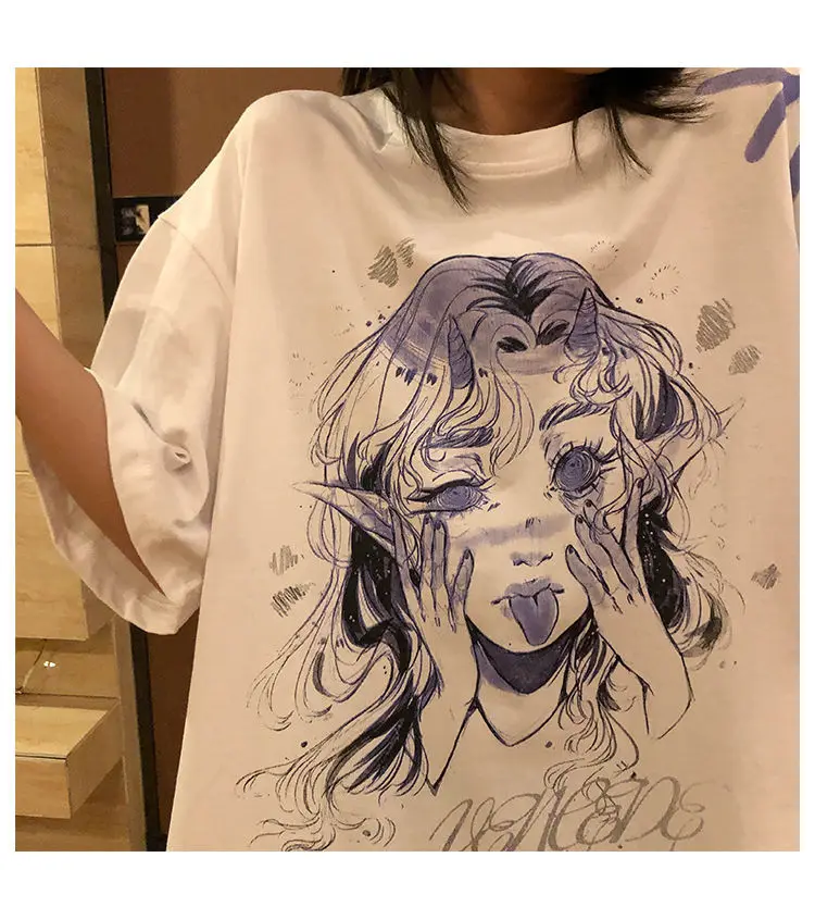 Women White T Shirt Summer Short Sleeve y2k Tshirt Harajuku Kawaii Clothing Korean Casual Clothes for Teenage Girl Tee Top 2021