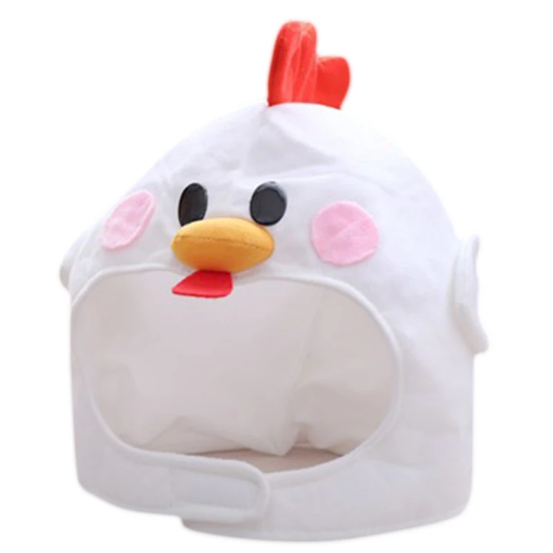 Novelty Funny Cartoon Chicken Animal Plush Hat Stuffed Toy Full Headgear Cap Cosplay Costume Festival Party Photo Props