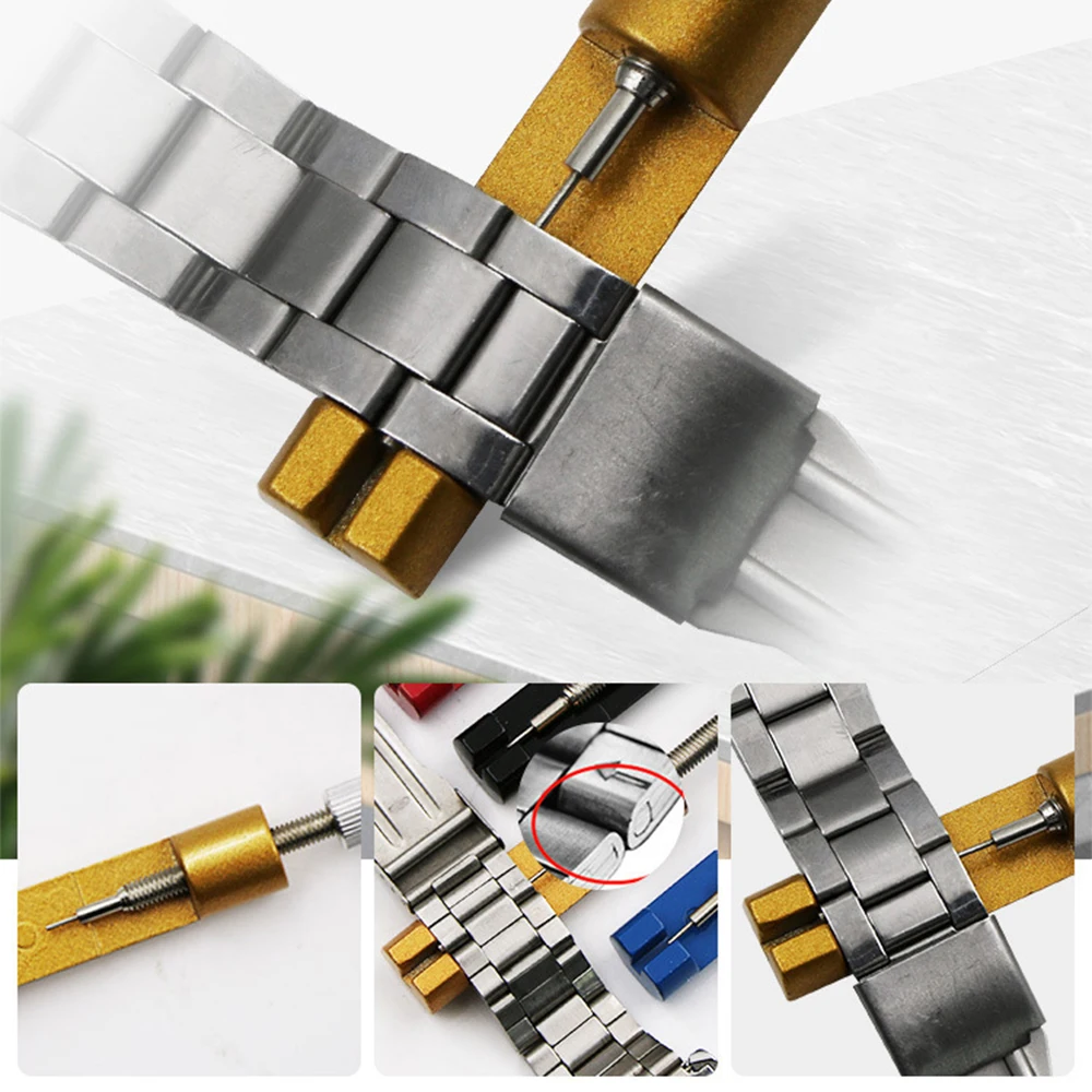 Draagbare Horloge Band Strap Link Pin Remover Repair Tool Kit Horloge Link Removal Met 3 Pins Vervanging Metalen Band Verstelbare
