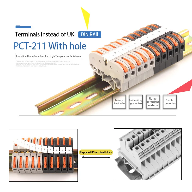 Boxed Din Rail 211 Splicing TYPE Wire Connector Quick Connection Conductor Cable Wiring Terminal Block Instead Of UK Connector