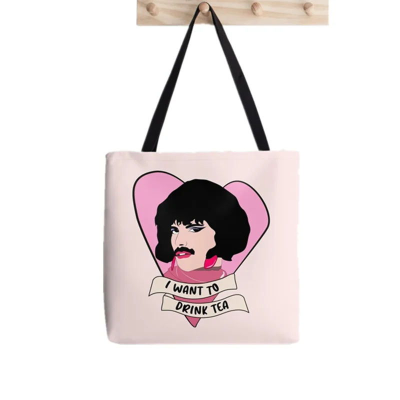 Shopper Freddie Mercury I Want To Break Printed Tote Bag women Harajuku shopper handbag Shoulder shopping bag Lady Canvas Bag