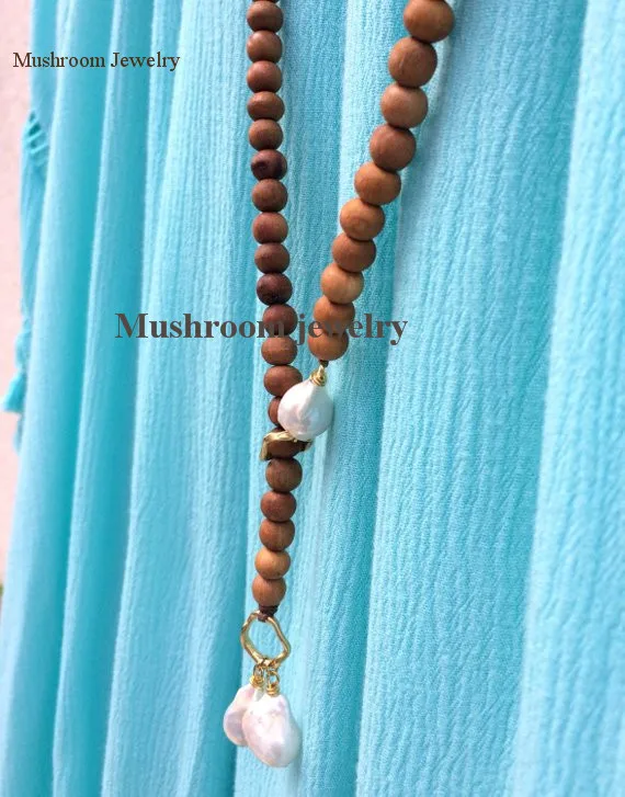 Wood Bead Freshwater Pearl Necklace Pearl Necklace Jewelry Pearl Necklace for Women