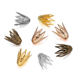 100pcs/lot 8*10 mm Gold Filigree Cone Caps End Bead Hollow Out Flower For DIY Bracelet Earrings Jewelry Making Supplies