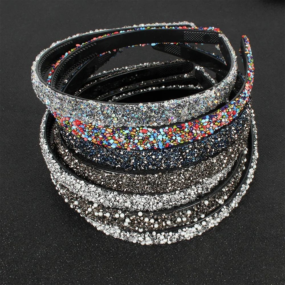 

Headdress Women Rhinestones Luxury Crystal Simple Pearl Headbands Hair Hoop Hair Accessories Crystal Hairbands