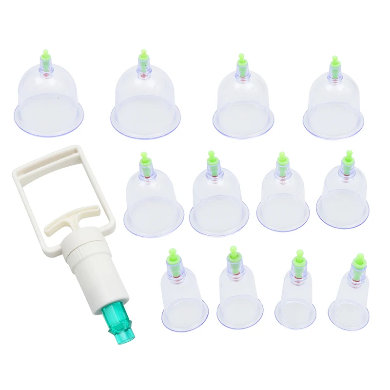 

Effective Health Care 12 Cupping Cups Household Vacuum Cans Suction Therapy Device Back Body Massage anti-cellulite massager Set