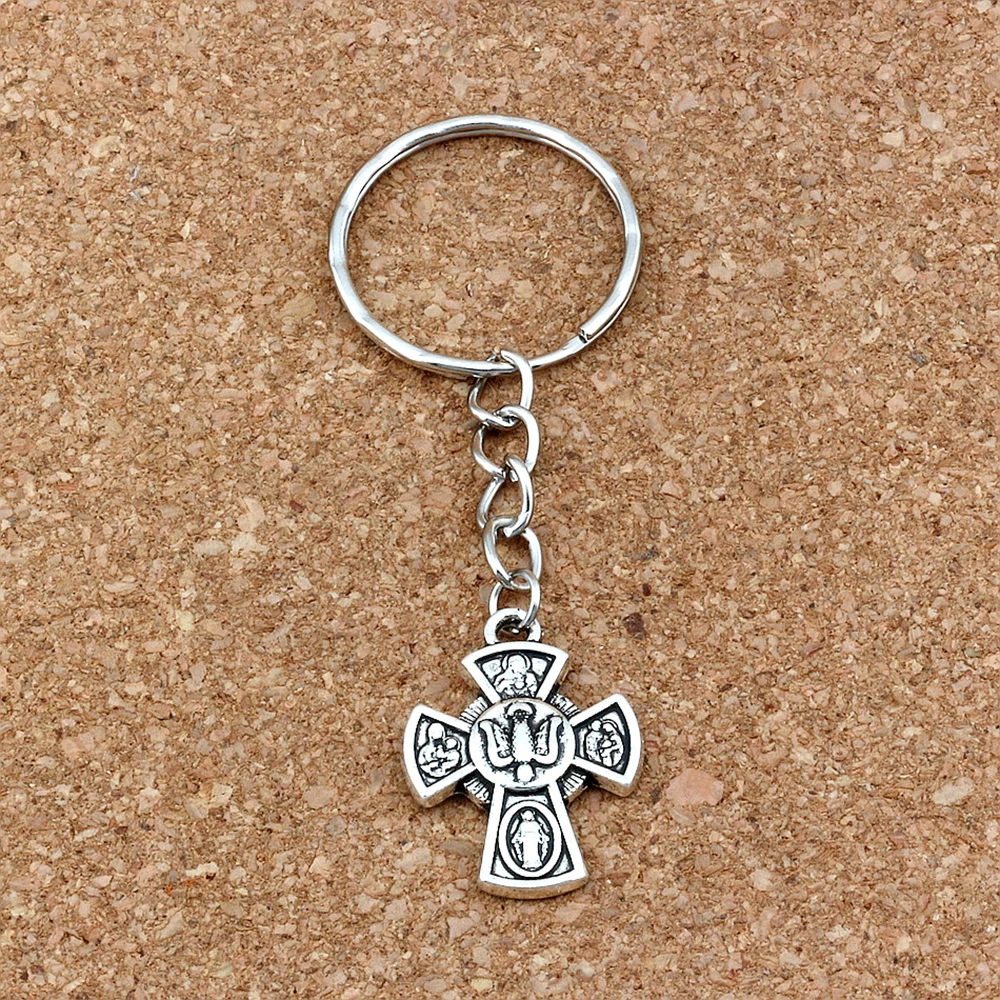 30Pcs  Jesus Christ Crucifix Cross Religion Charms Pendant Keychain Travel Protection 18x69mm  DIY Jewelry A-248f