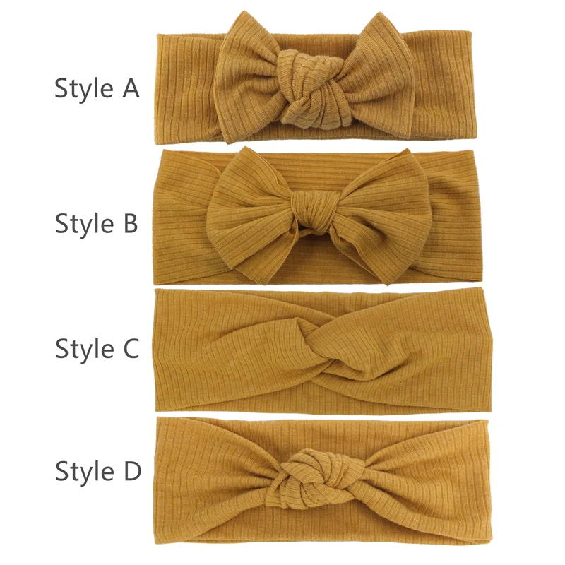 4 PCS Baby Nylon Headband Turban Hairbands Hair Bow Elastics for Baby Girls Newborn Infant Toddler Kids