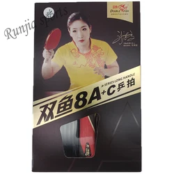 Double Fish finished Table Tennis Racket, 8A + C 8AC FL, Long Handle Loop with Fast Attack, Racquet Sports Gift Case, Original