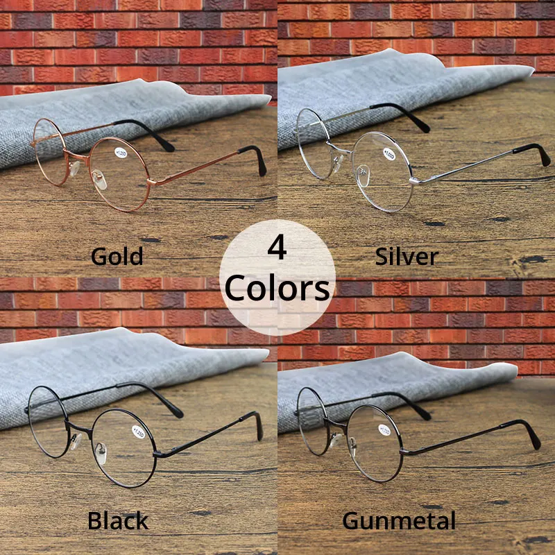 Round Reading Glasses for Men Women 100 +125 150 175 200 225 250 +275 300 325 350 375 400 Spectacles Farsighted Gafas de Lectura
