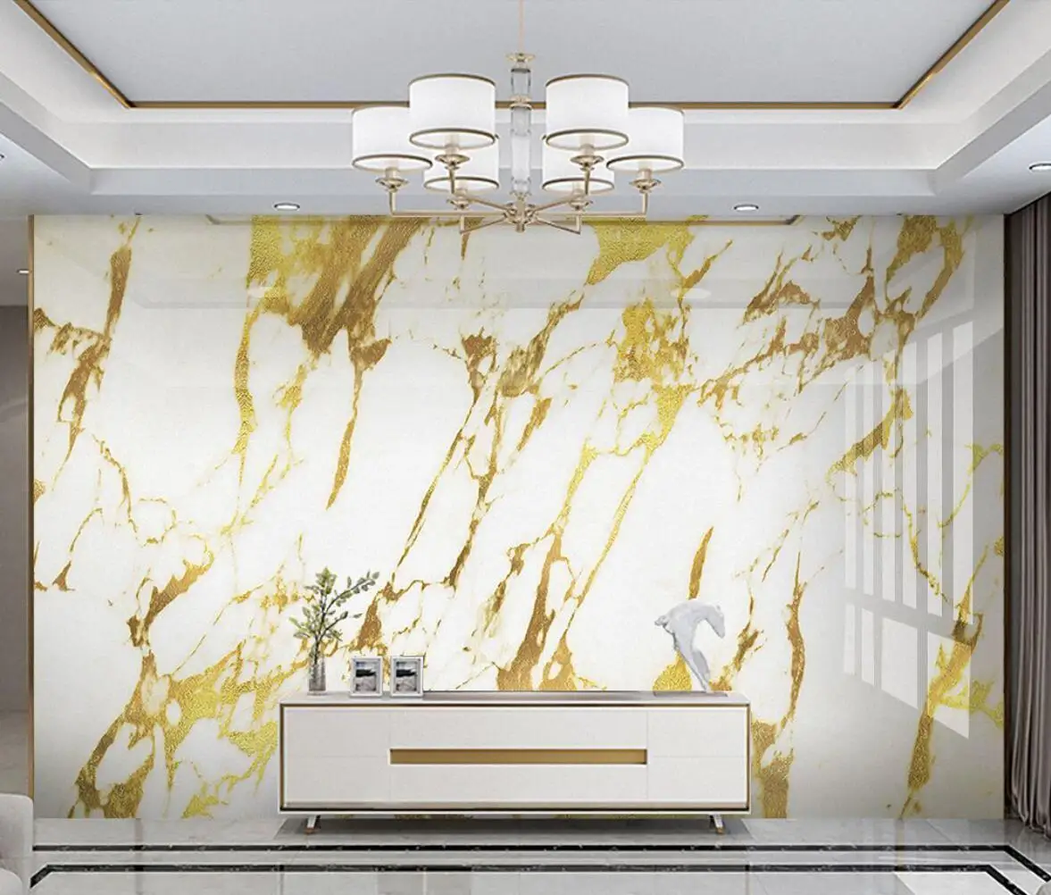 beibehang Custom wallpaper mural gold silk jazz white marble wall papers home decor wallpapers for living room papel de parede