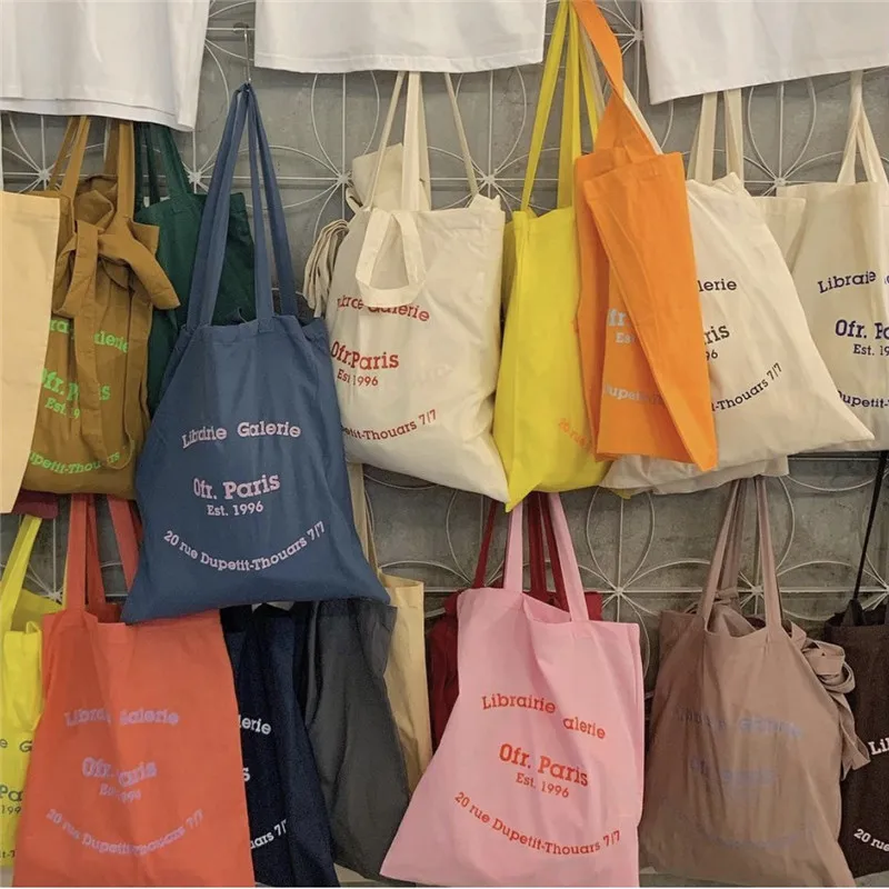 Sac en toile imprimé lettres françaises pour femmes, sac à provisions fin grill, sac à soupe femme, sac à main fourre-tout, sac initié d\'été pour