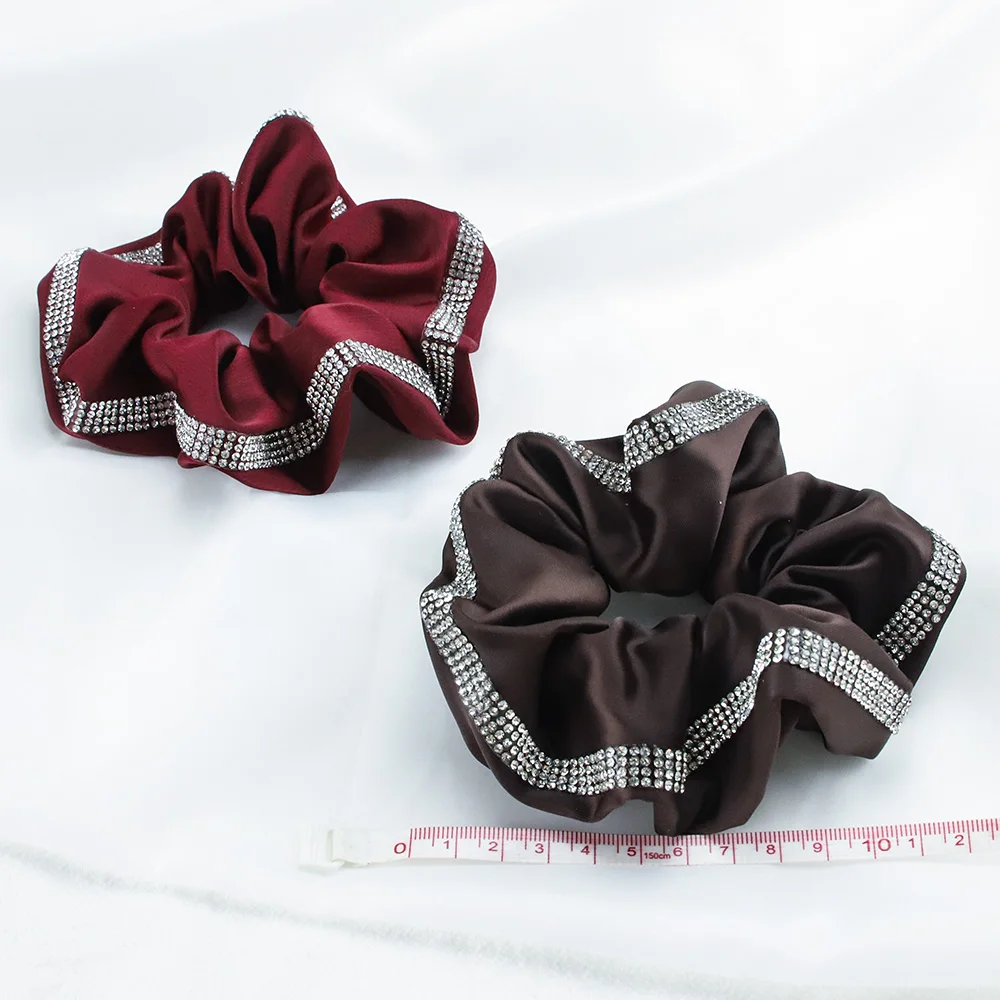 Резинки для волос женские, шелковые, стразы, эластичные