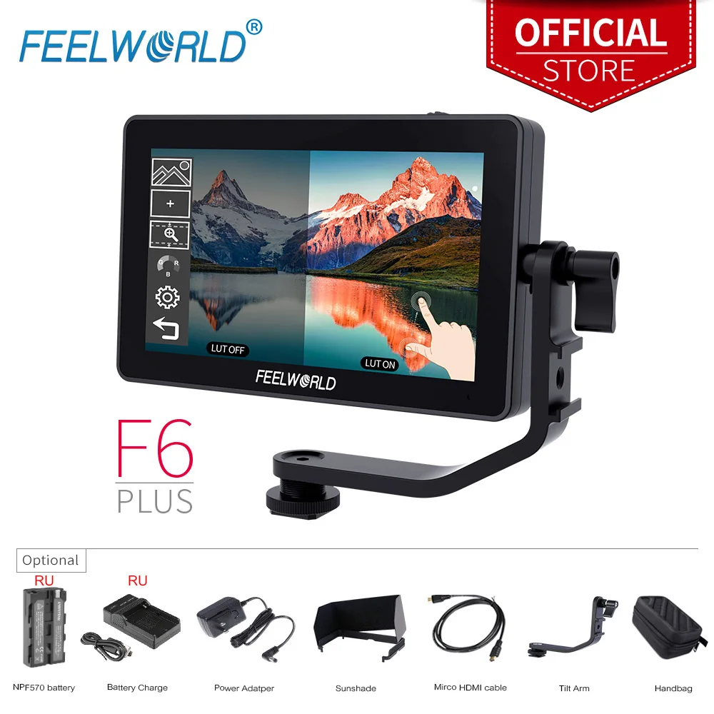 FEELWORLD 5.5 Inch on Camera DSLR Field Monitor FHD IPS Touch Screen   4K HDMI 1920x1080 3D LUT Waveform for Rig Gimbal  F6PLUS