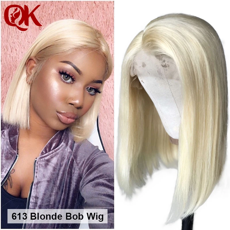 blonde 613 color bob wig with silk base