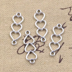 40pcs Charms Heart Link Connector 24x8mm Antique Silver Color Pendants DIY Crafts Making Findings Handmade Tibetan Jewelry