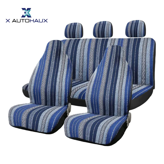 X Autohaux 7 sztuk/zestaw uniwersalne pokrowce na siedzenia samochodowe Multicolor Baja koc etniczne wiadro na większość samochodów ochrona siedzenia dekoracji