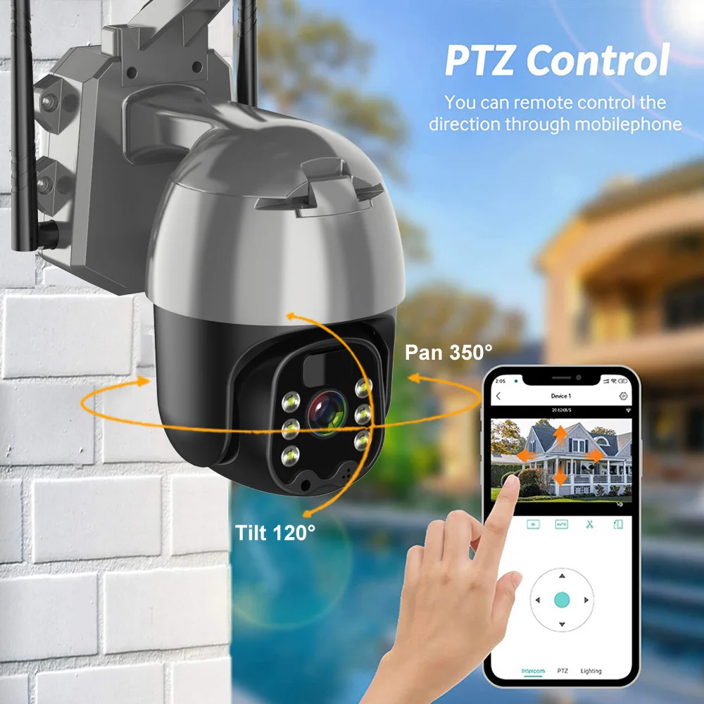 HD 3MP Wireless WiFi 4G Solar Panel Powered Camera Outdoor Security Protection Surveillance Cam CCTV 360 PTZ Smart Home IP Cams