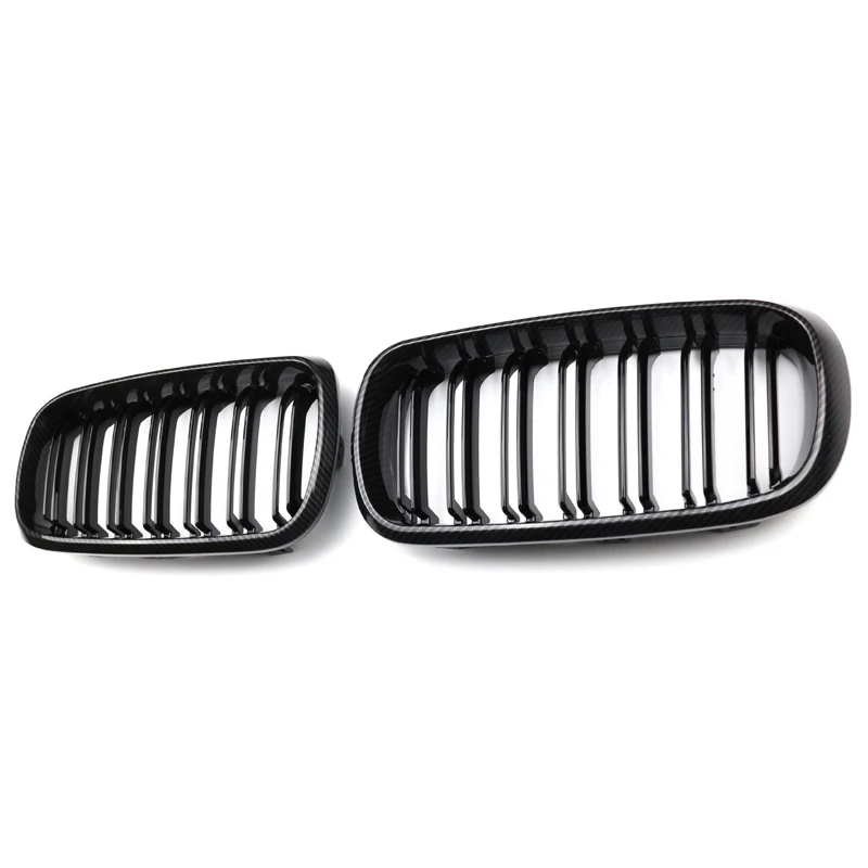 

Car Carbon Fiber&Gloss Black Double Slats Front Kidney Grille Grill For BMW X5 F15 X6 F16 X5M F85 X6M 2014-2018 Auto Accessories